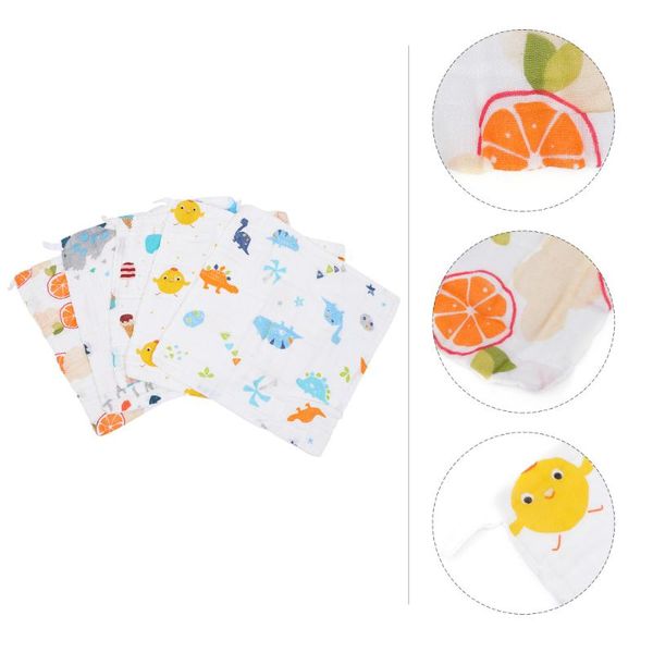 

bibs & burp cloths 5pcs cotton towels cartoon hand face square washcloths for kids toddlers
