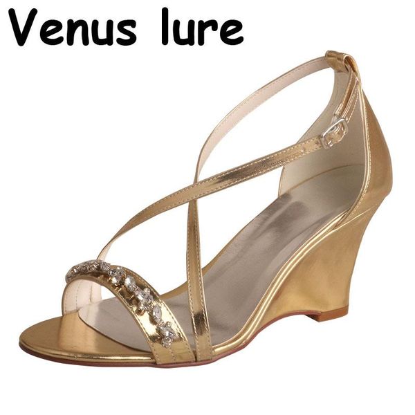 

sandals wedopus women wedge heel for wedding gladiator summer shoes gold, Black