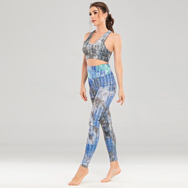 

yoga sets gradient seamless sport set women female 2 two piece crop bra leggings workout outfit fitness gym suit sport wear, White;red