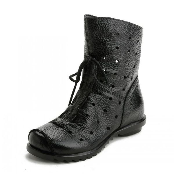 

boots mvvjke beckywalk autumn cut-outs women handmade fashion holes shoes, Black