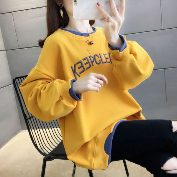 

cotton korean women's wear 2021 new spring thin loose autumn and winter vacation two pieces of sweater, Black