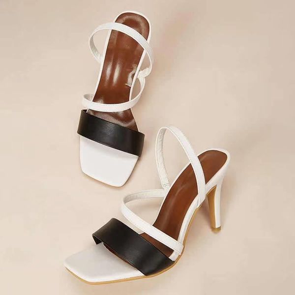 

dress shoes summer trendy black white square toe sandals for ladies two in one slip on back strap slides women slippers