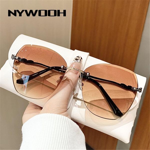 

sunglasses nywooh fashion gradient for women metal sun glasses ladies designer oversized eyewear trendy uv400, White;black