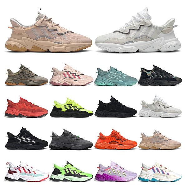 

men sneakers ozweego casual shoes womens black carbon cloud white race cargo icy pink glow green bright cyan mens trainers sports fashion