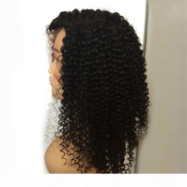 

brazilian full lace wigs for black women 150% density kinky curly human hair wigs with natural hairline, Black;brown