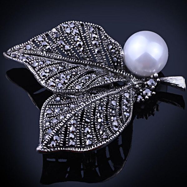 Pins, Broşlar Blankom Beyaz İmitasyon İnci Takı Antik Gümüş Renk Vintage Çiçek Broş Pins Kadın Parti Hijab Aksesuar