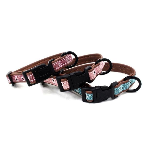 

dropshipping dog pet cat dog collars small flower print square buckle adjustable