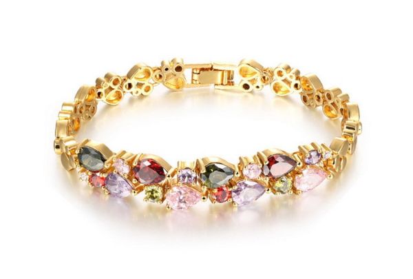

chain copper multi-color crystal mesh bracelet women's gold bracelets, Black