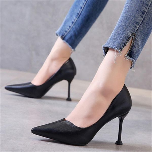 

dress shoes mvp boy office lady classics women stiletto high heels pumps pointed toe wedding party court, Black