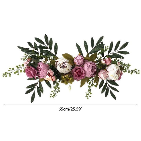 

decorative flowers & wreaths artificial rose flower swag, 24 inch swag with fake roses, green leaves for home room garden lintel wedding arc