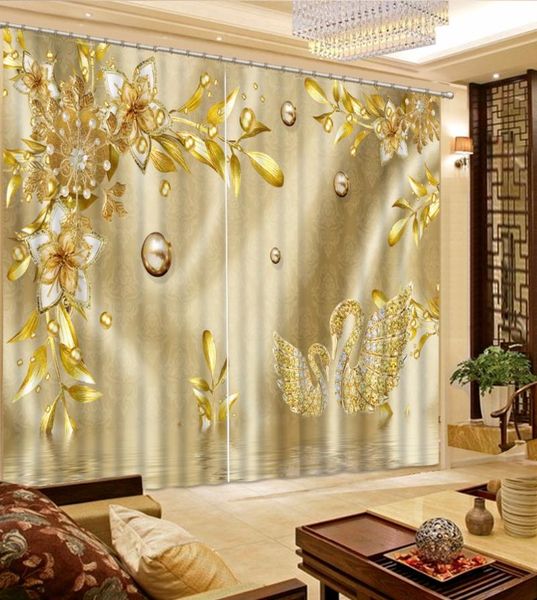 

curtain & drapes custom 3d golden yellow flowers background diamond living room bathroom blackout
