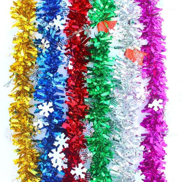 

christmas decorations 2m tree tinsel garland bar glitter ribbon xmas ornaments snowflake gold cane party decoration