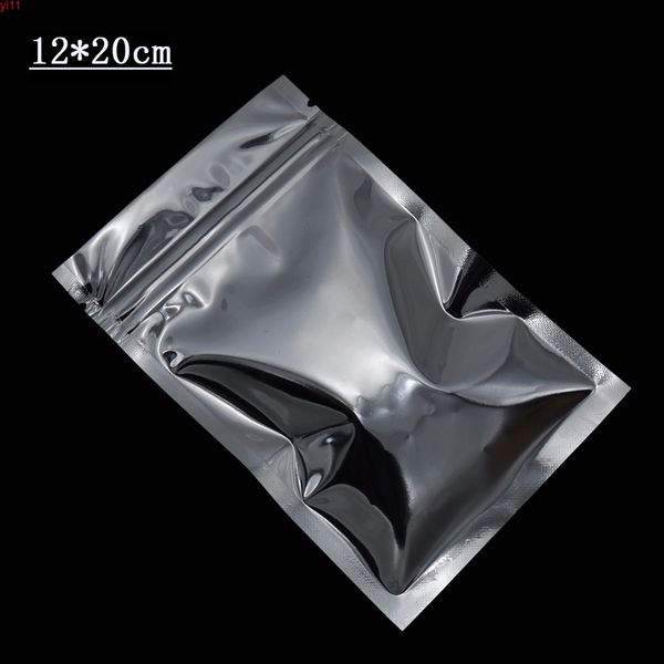 12x20cm Silver Mylar Zip Bloqueio Saco Para Alimentos Impermeáveis ​​Armazenamento Alumínio Bolsas De Alumínio Grip Grip Ziplock com Zipper 1000pcshigh Quatity