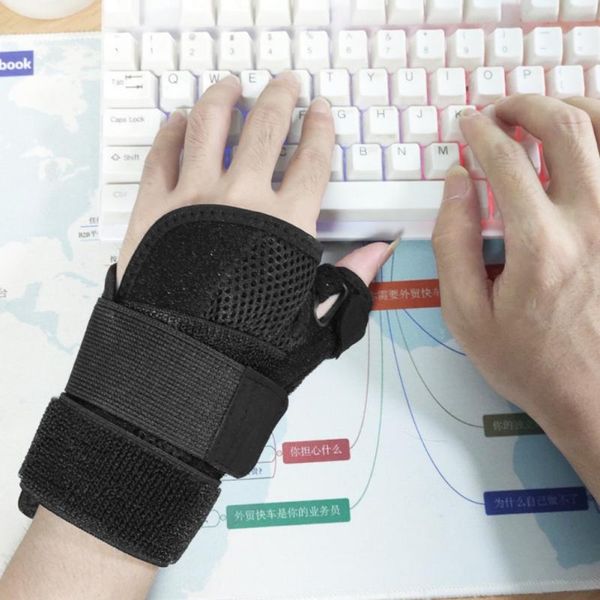 

wrist support thumb brace splint hand stabilizer immobilizer sprain fracture tendon sheath trigger thumbs protector, Black;red