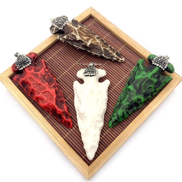 

charms natural stone resin ox bone pendant carved tapered fashion diamond green white coffee color necklace jewelry accessories, Bronze;silver