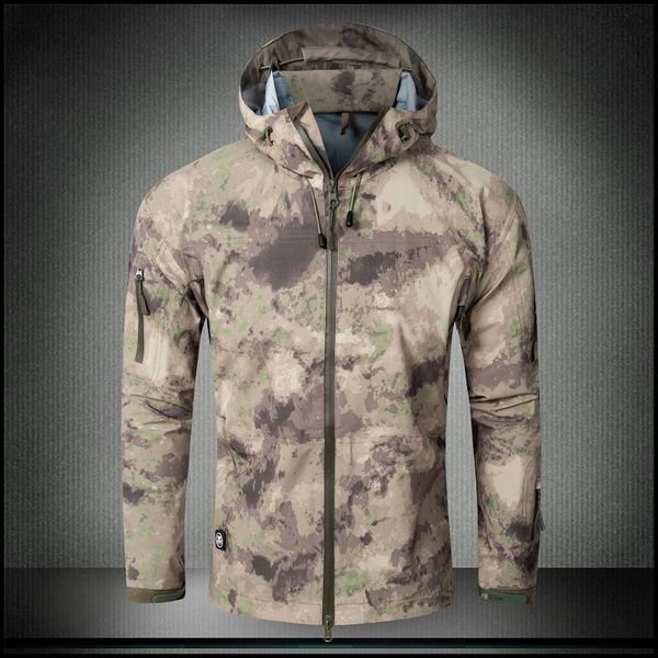 

men's vests outdoor waterproof hard shell military tactical jacket men camouflage hooded hardshell thin pressure glue windbreaker coat, Black;white