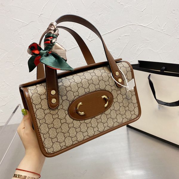 

retro box handbag tote bags presbyopia fabric horsebit pig nose buckles high-capacity ruffle pocket ing