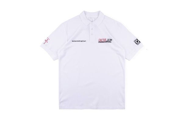 

2021 new travis scott staff ts monogrammed embroidered tee lapel polo sreetwear hip-hop astroworld t-shirt ti16, White