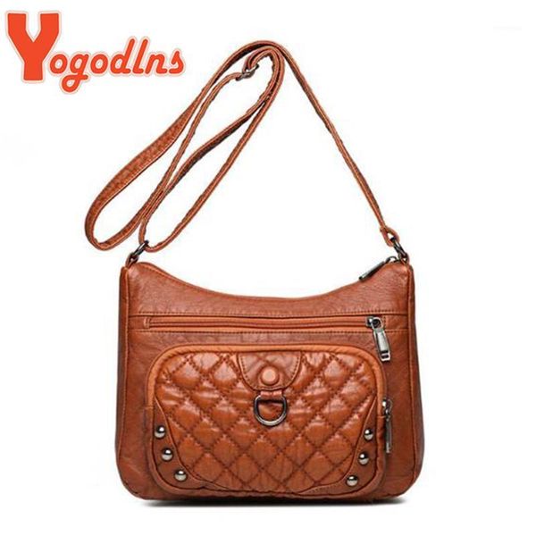 

evening bags yogodlns vintage shoulder bag for women pu leather crossbody lozenge messenger handbag retro mom multifunction hand purse1