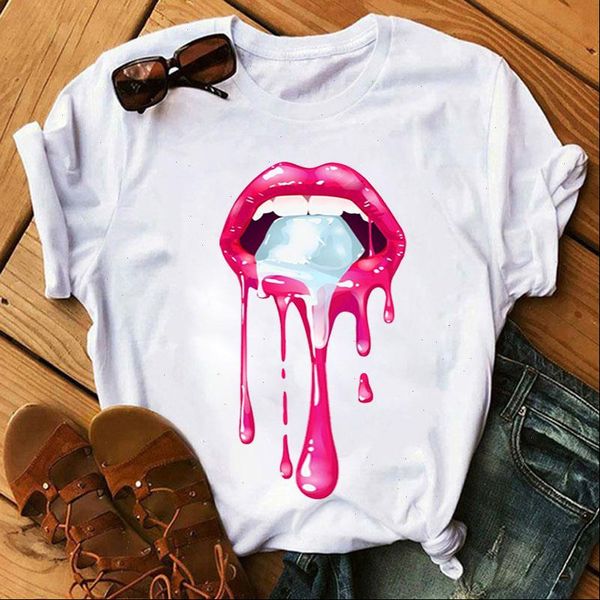 

women tshirt red mouth lip print t shirts o neck short sleeve women tshirt harajuku tee white tee funny girls t
