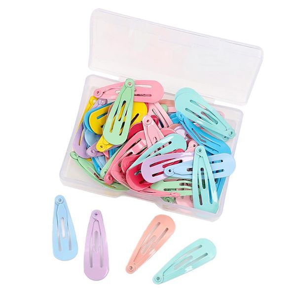 

50pcs new snap hair clips barrette pure color snap hair pin metal clip for girls kids accessories dropshipping, Slivery;white