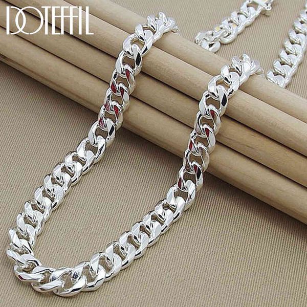 

doteffil 925 sterling silver 10mm 22-inch men side chain atmospheric statement necklace gift party jewelry, Black
