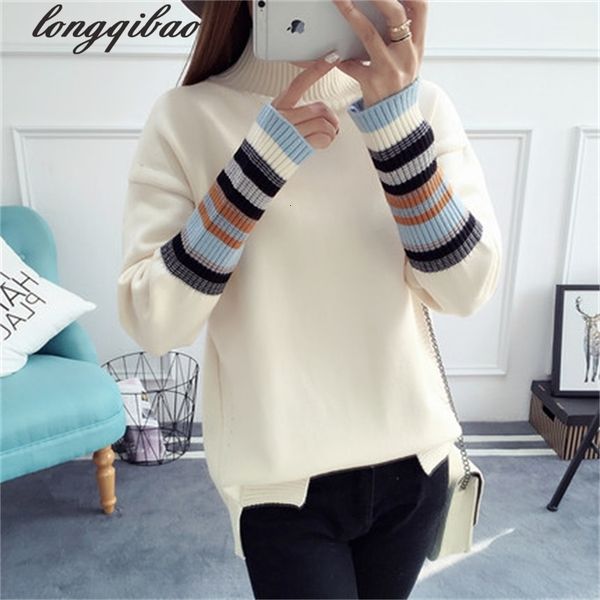 

new autumn and winter for women half a turtleneck high paragraph short loose long-sleeved pullover tb20 lx1g, White;black