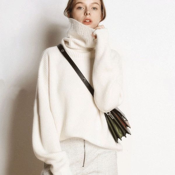 

2021 new high-collar fleece jumper 498n, White;black