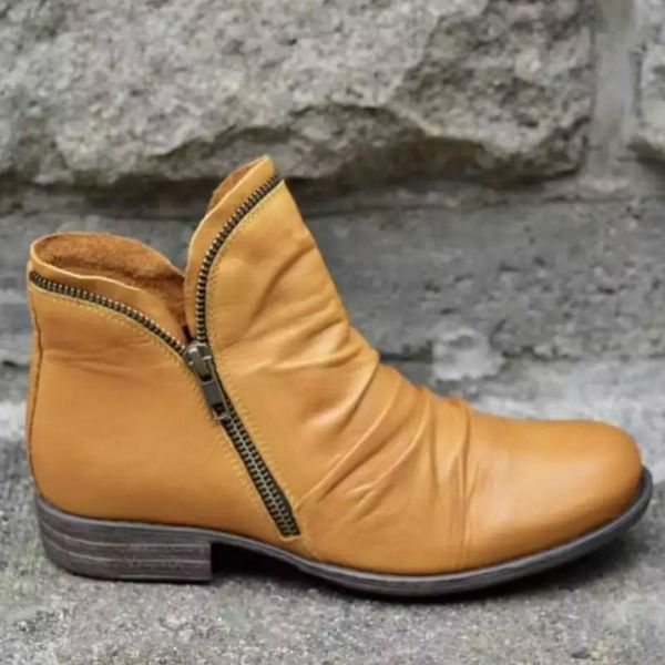 

boots 2021 fashion ankle women autumn winter zipper style short vintage punk shoes ladies flat woman, Black