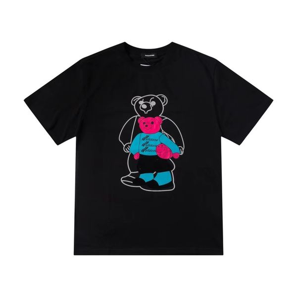 

chao brand we11done double shadow bear print short sleeve t-shirt men's and women's korean version loose couple half, White;black