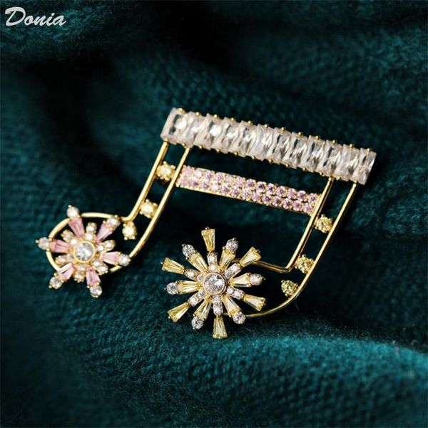 

pins, brooches donia jewelry note brooch rotatable copper inlaid zircon pin fashion coat scarf buckle joker clothing accessories, Gray