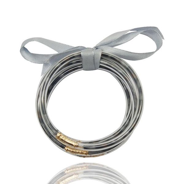 

bangle silver bowknot leopard pu leather bangles set 2021 all weather stack silicone plastic glitter jelly 5 pcs/set, Black