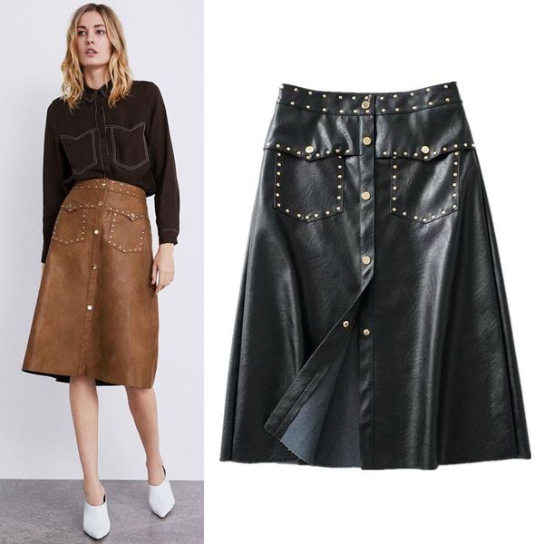 

skirts role of imitation leather skirt the spring 2021 show thin half length tall waist 03046022704 female, Black