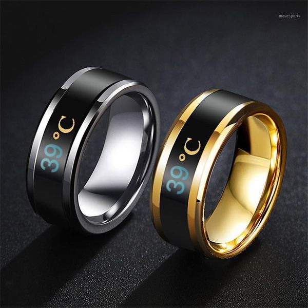 

cluster rings modyle 2021 fashion black blue gold silver color stainless steel temperature for men women drop1, Golden;silver