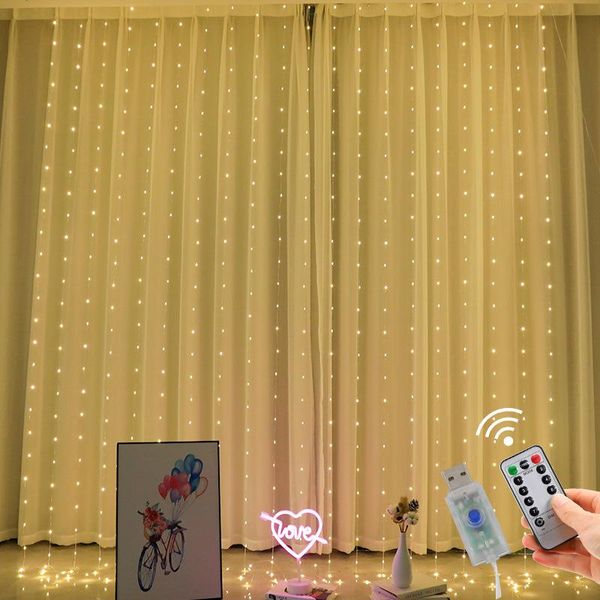 

strings led curtain light string 3m remote decoration 5v usb power year's wedding christmas lights for bedroom party holiday
