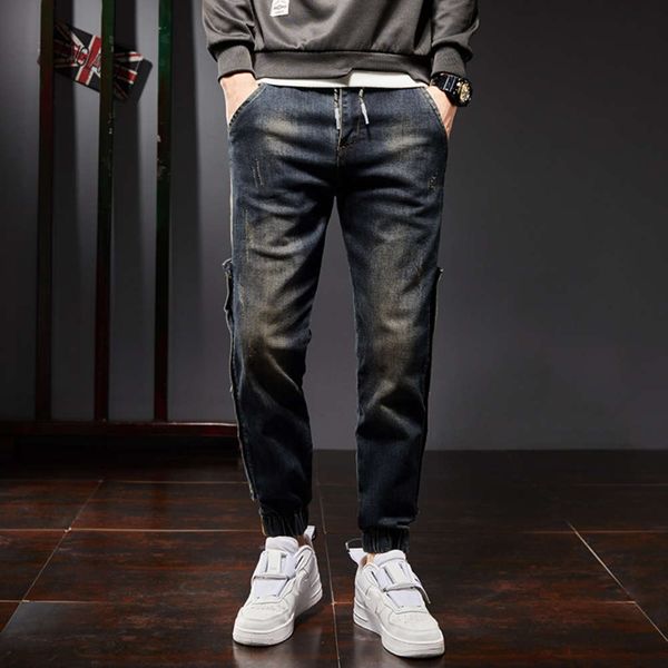 

pai 9-point jeans 2021 korean fashion youth spring slim little leg men's pants, Blue