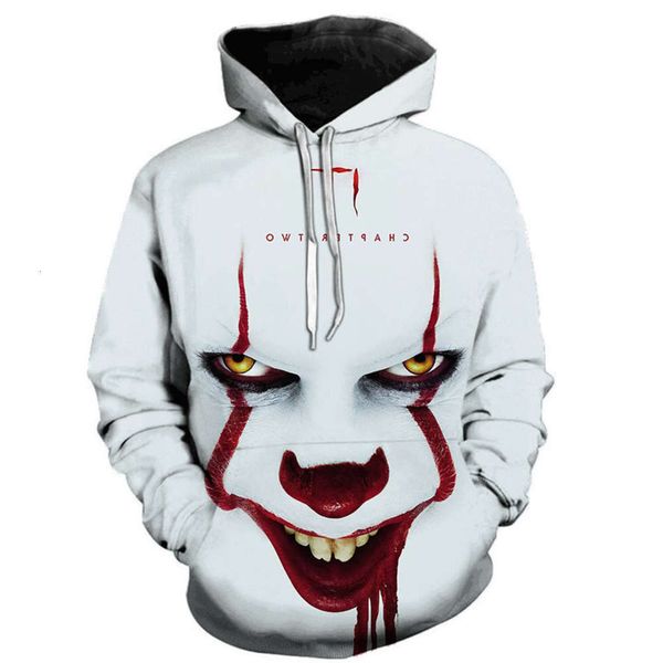 

20212020 horror clown 3d digital printing casual men's women's sweater spring and autumn new pullover hoodie for men, Black