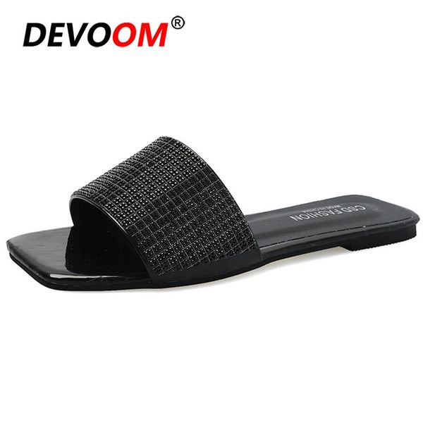 

slippers 2021 brand woman leather sandals women open toe flat casual slides summer outdoor beach female shoes flip flops, Black