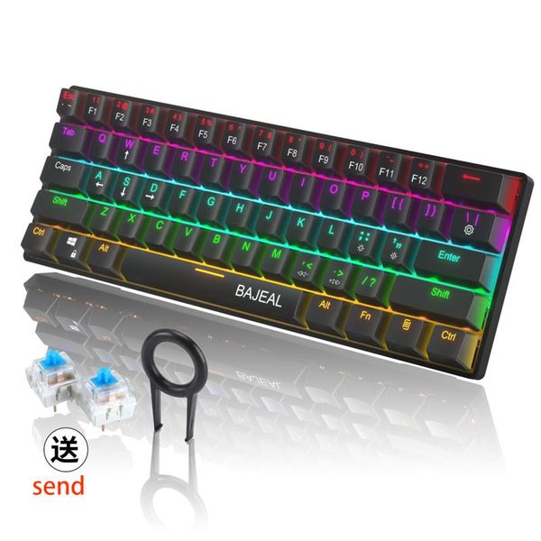 

keyboards 61 key mechanical keyboard wired led backlit axis gaming for desktype-c game e-sports office general