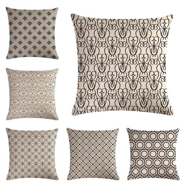

cushion/decorative pillow simple geometry pattern cushion cover geometric printed pillowcases linen cotton covers sofa home decor 45x45cm