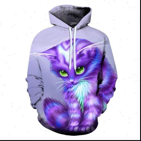 

foreign trade new cute cats personality cat creation art cat 3d kawaii print hoodies pullover thin parent child sweatshirt coats, Black