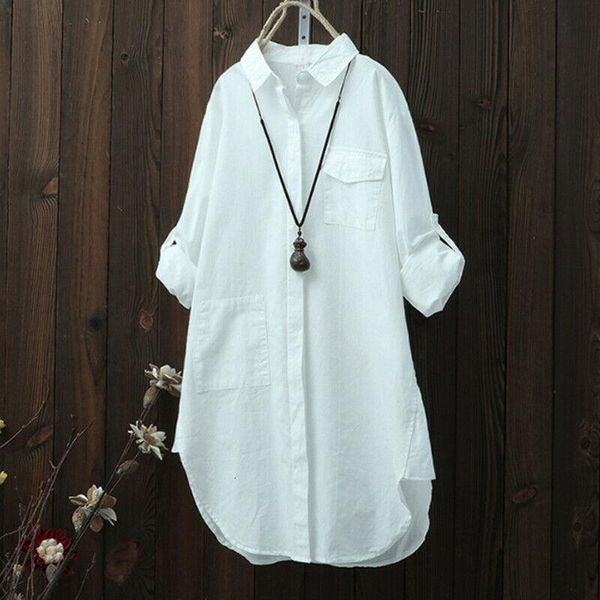 

new fashion women ladies autumn long sleeve button plain shirt blouse casual loose baggy tunic black green white
