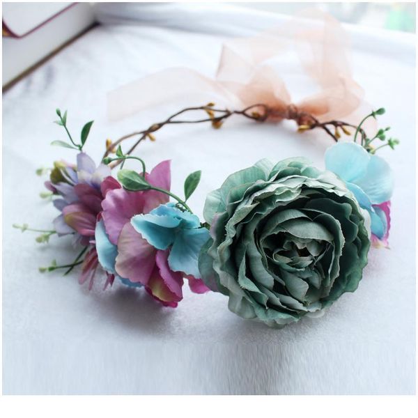 

women wedding flower crown wreath festival girls party floral crown garlands with ribbon flower headband hair acc qylbcn