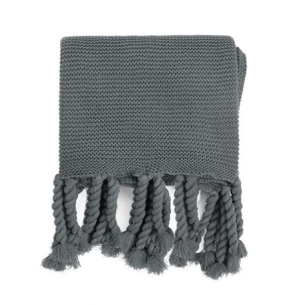 

blankets acrylic chunky knitted throw blanket braided tassels solid color nap shawl cover fluffy