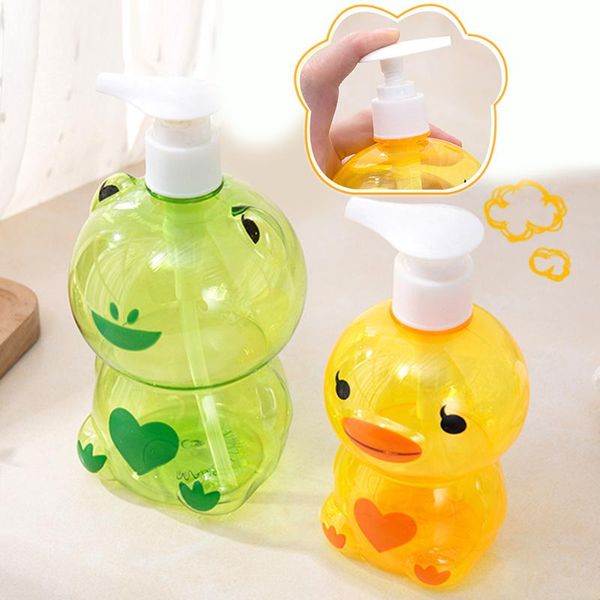 Sıvı sabun dağıtıcı 250 ml taşınabilir çocuk sevimli hayvan kurbağa / ördek şekli basın tipi bölünmüş boş pompa şişesi şampuan duş konteyner