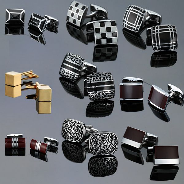 

fashion french men's shirt metal brass enamel cufflinks casual business suit shirt cuff links for men jewelry gift, Silver