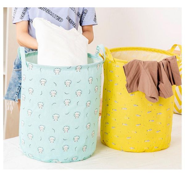

storage baskets large folding laundry basket dirty clothes kids toys home organizer barrel bucket with handles