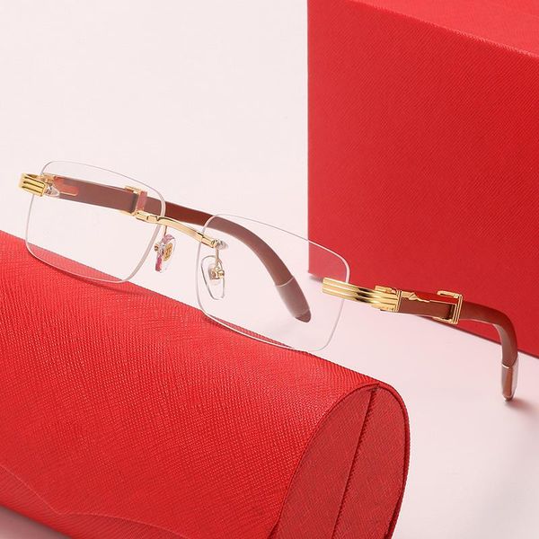 

fashion sunglasses frames rimless eyeglasses optical frame prescription spectacle frameless glasses for men eye wood temple original brand b, Black