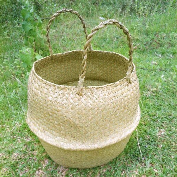 

storage baskets natural woven seagrass basket with handles for laundry picnic plant pot cover size