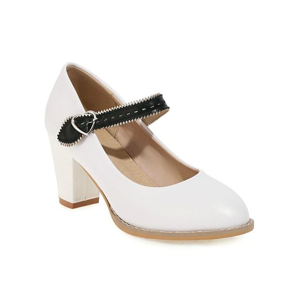 

dress shoes big size round toe thick heel ladies high heels women woman pumps, Black